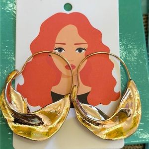 Gorgeous Gold Hoop Earrings Fortune Cookie Design